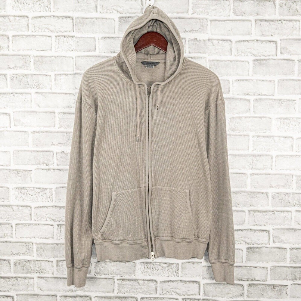John Varvatos Men's Hooded Zip Sweater in Taupe